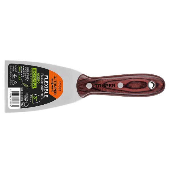 101083 - Espátula 3' acero inoxidable con mango de madera, Expert