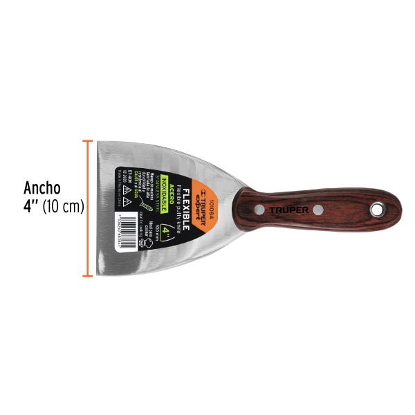 101084 - Espátula 4' acero inoxidable con mango de madera, Expert