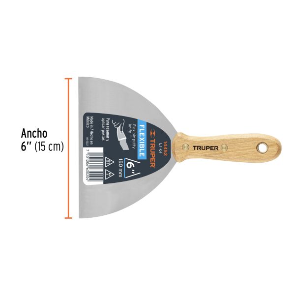 14452 - Espátula flexible 6' con mango de madera, Truper