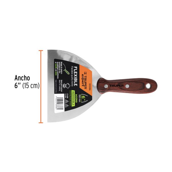 101086 - Espátula 6' acero inoxidable con mango de madera, Expert