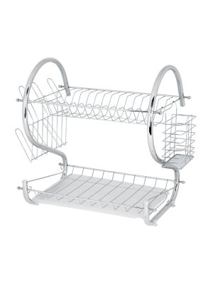 47908 - Escurridor de acero cromado con 2 niveles para trastes