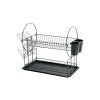 47501 - Escurridor negro de acero con 2 niveles para trastes
