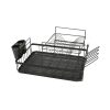 47502 - Escurridor negro de acero con 2 niveles para trastes, grande