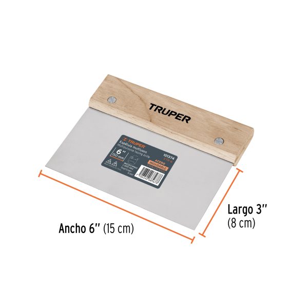 101374 - Espátula rectangular 6' x 3' acero inoxidable, mango madera