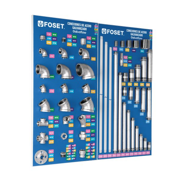 55783 - Exhibidor con conexiones de acero galvanizado, Foset
