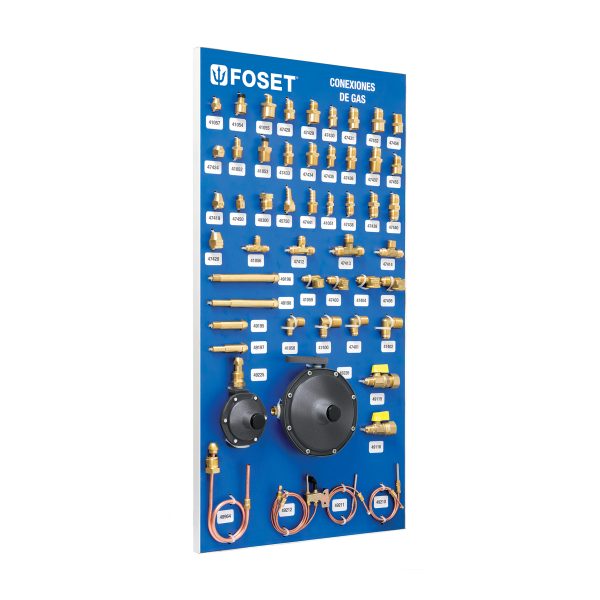 55786 - Exhibidor con conexiones de latón para gas, Foset