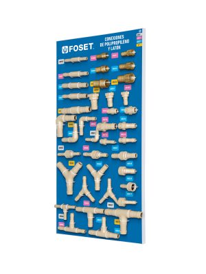 EX-CM-FOS.jpg 55955 - Exhibidor con conexiones para manguera de PP, Foset