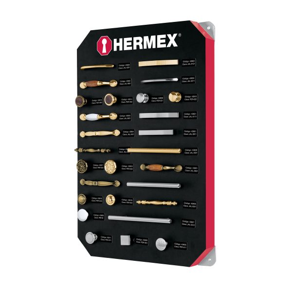 53001 - Exhibidor con jaladeras y perillas, 1 tablero, HERMEX