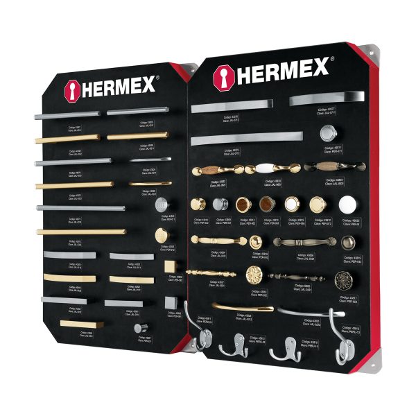 53002 - Exhibidor con jaladeras y perillas, 2 tableros, HERMEX