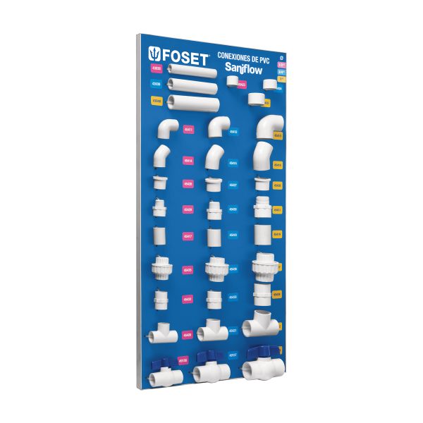 55943 - Exhibidor de conexiones de PVC hidráulico, cédula 40