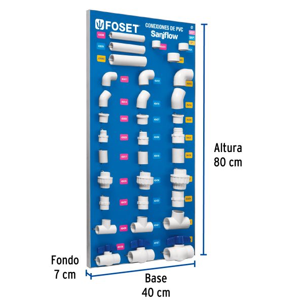 55943 - Exhibidor de conexiones de PVC hidráulico, cédula 40