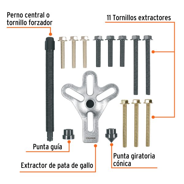 14511 - Extractor pata de gallo, 15 piezas, Truper
