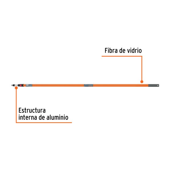 10546 - Extensión de fibra de vidrio para rodillo, 3.6 m, TRUPER