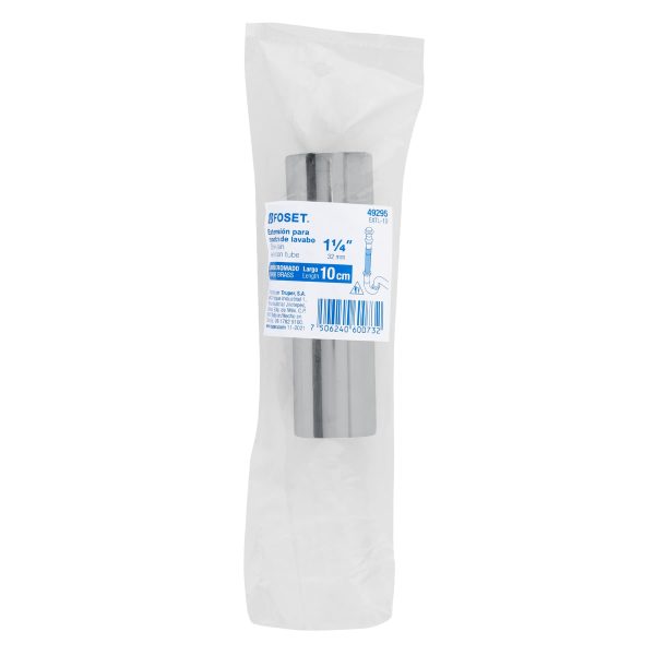 49295 - Extensión 10 cm latón cromado para contra de lavabo, 1-1/4'