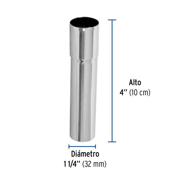 49295 - Extensión 10 cm latón cromado para contra de lavabo, 1-1/4'
