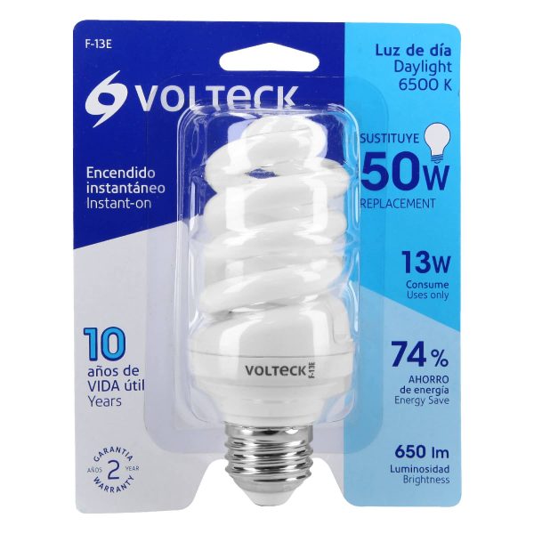 46848 - Lámpara espiral T3 13 W luz de día en blíster, Volteck