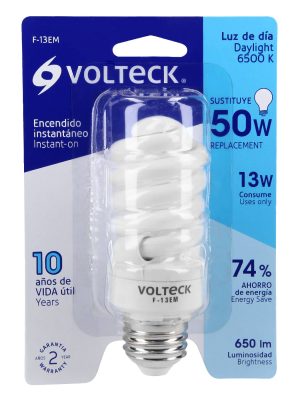 48504 - Lámpara espiral mini T2 13 W luz de día en blíster, Volteck