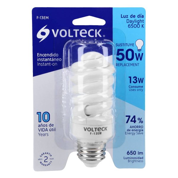 48504 - Lámpara espiral mini T2 13 W luz de día en blíster, Volteck