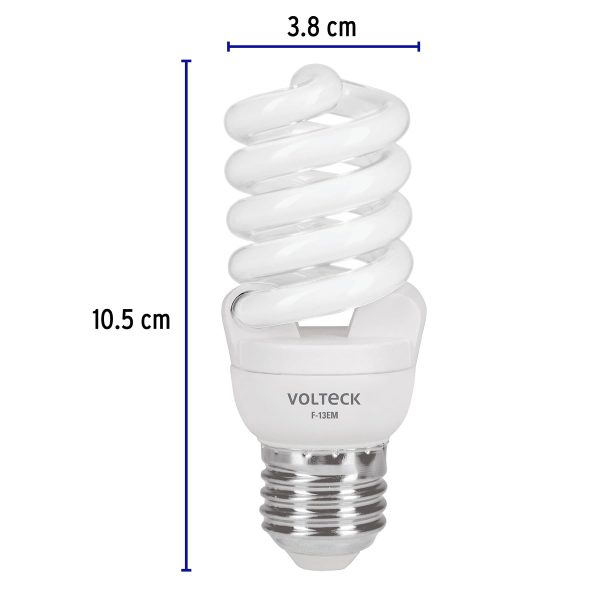 48504 - Lámpara espiral mini T2 13 W luz de día en blíster, Volteck