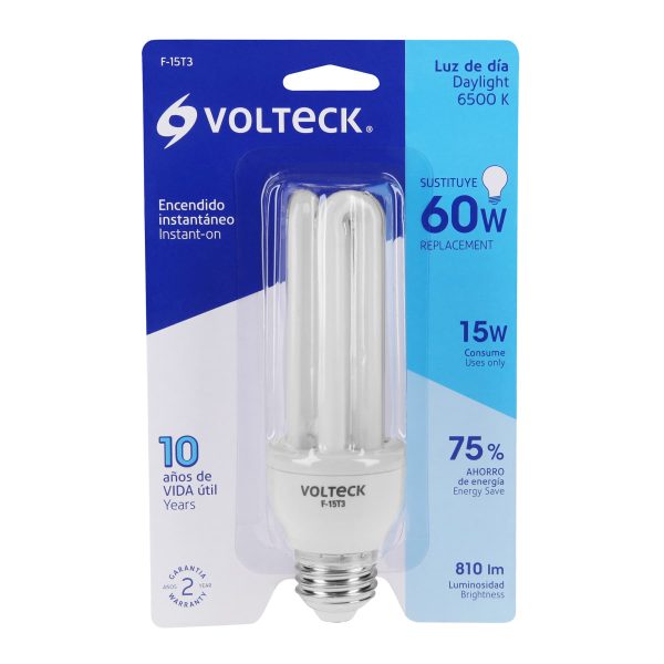 46844 - Lámpara triple T3 15 W luz de día en blíster, Volteck
