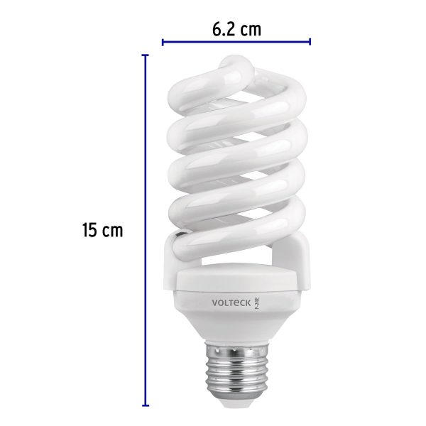 46850 - Pack 2 lámparas espiral T4 24 W luz de día, blíster, Volteck
