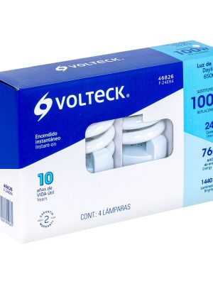 46826 - Pack 4 lámparas espiral T4 24 W luz de día, caja, Volteck