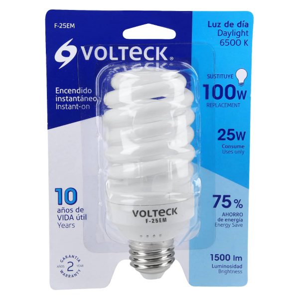 48506 - Lámpara espiral mini T2 25 W luz de día en blíster, Volteck