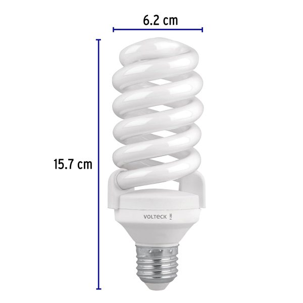 48004 - Pack 2 lámparas espiral T4 28 W luz de día, blíster, Volteck