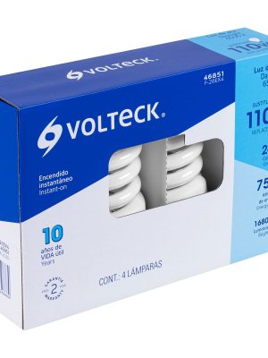 46851 - Pack 4 lámparas espiral T4 28 W luz de día, caja, Volteck