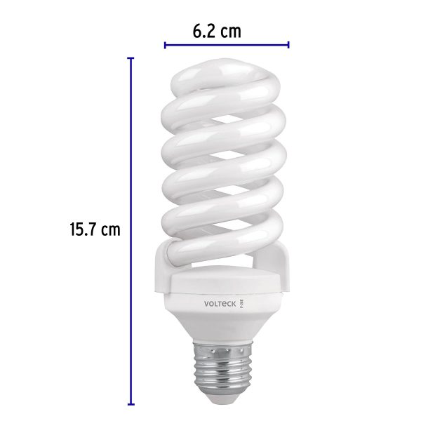 46851 - Pack 4 lámparas espiral T4 28 W luz de día, caja, Volteck