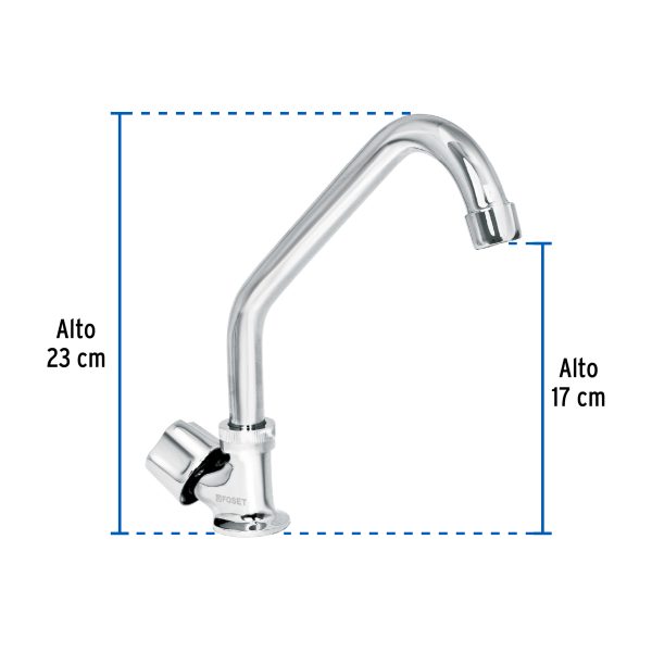 49500 - Llave individual fregadero, cuello corto, hexagonal, BASIC