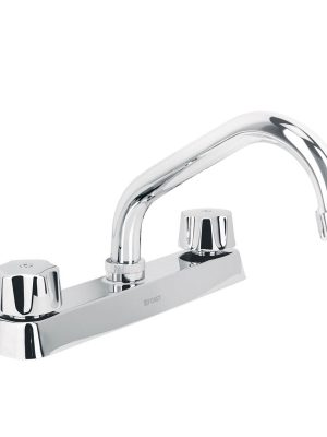 F-317-C.jpg 45608 - Mezcladora 8' fregadero cromo, cuello corto,compresión,BASIC