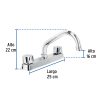 45608 - Mezcladora 8' fregadero cromo, cuello corto,compresión,BASIC