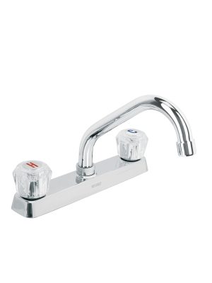 F-317A.jpg 49286 - Mezcladora 8' fregadero cromo, cuello corto, acrílico, BASIC