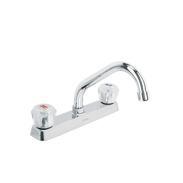 49286 - Mezcladora 8' fregadero cromo, cuello corto, acrílico, BASIC