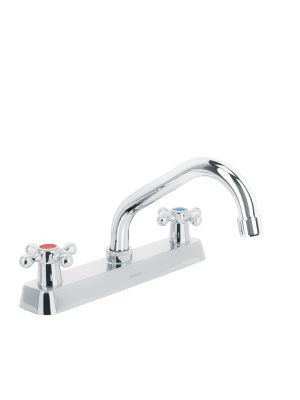 F-317E.jpg 45611 - Mezcladora 8' fregadero cromo, cuello corto, cruceta, BASIC