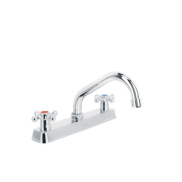 45611 - Mezcladora 8' fregadero cromo, cuello corto, cruceta, BASIC