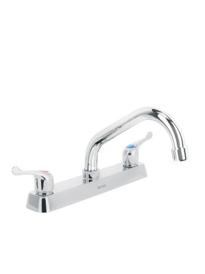 F-317P.jpg 45609 - Mezcladora 8' fregadero cromo, cuello corto, palanca, BASIC