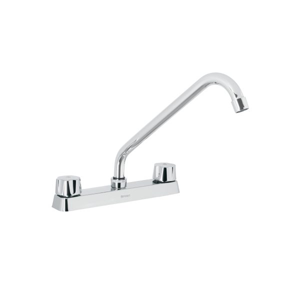 49239 - Mezcladora 8' fregadero cromo, cuello largo,hexagonal, BASIC