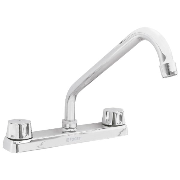 49858 - Mezcladora 8' fregadero cromo, cuello largo,compresión,BASIC