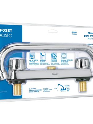 49968 - Mezcladora 8' fregadero,ABS, cuello largo,hex,blister,BASIC