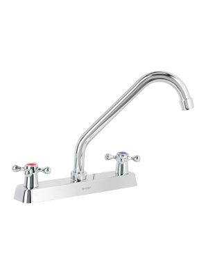 F-318E.jpg 45612 - Mezcladora 8' fregadero cromo, cuello largo, cruceta, BASIC