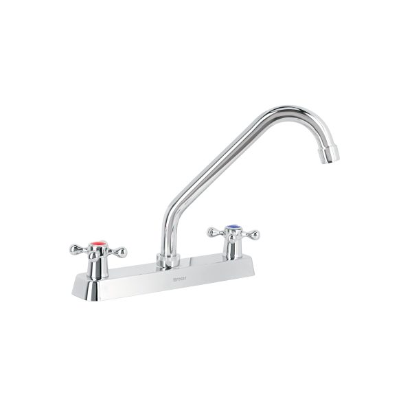 45612 - Mezcladora 8' fregadero cromo, cuello largo, cruceta, BASIC