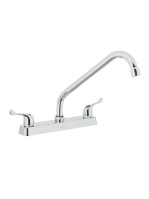 F-318P.jpg 49287 - Mezcladora 8' fregadero cromo, cuello largo, palanca, BASIC