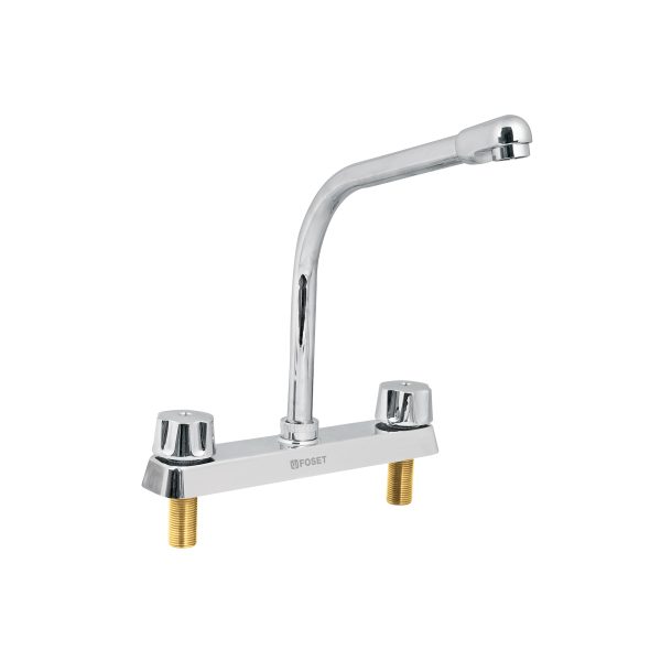 49190 - Mezcladora 8' fregadero cromo, cuello cobra,hexagonal, BASIC