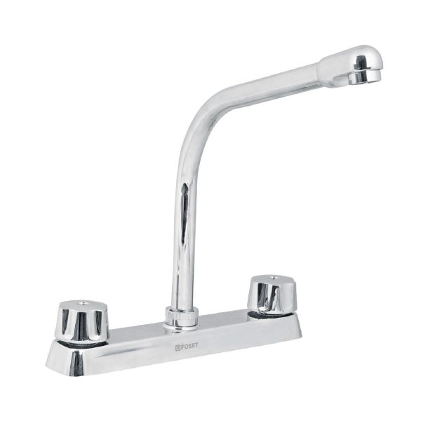 45614 - Mezcladora 8' fregadero cromo, cuello cobra,compresión,BASIC