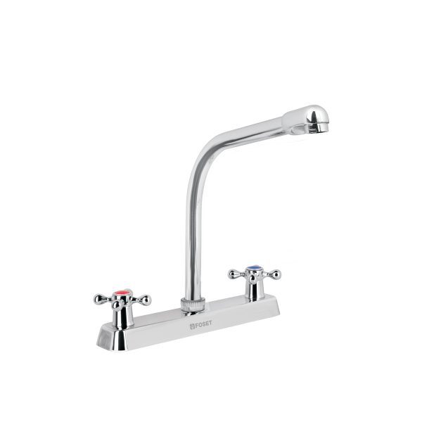 45613 - Mezcladora 8' fregadero cromo, cuello cobra, cruceta, BASIC