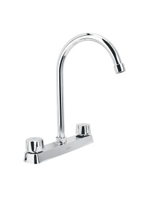 F-320.jpg 45615 - Mezcladora 8' fregadero cromo, cuello curvo,hexagonal, BASIC