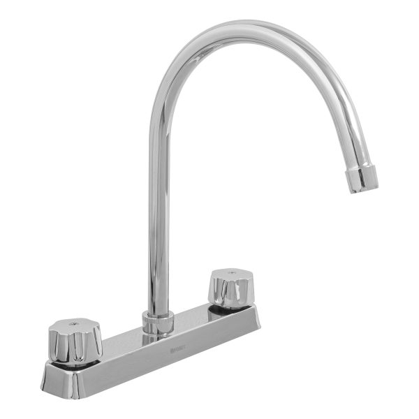 45616 - Mezcladora 8' fregadero cromo, cuello curvo,compresión,BASIC