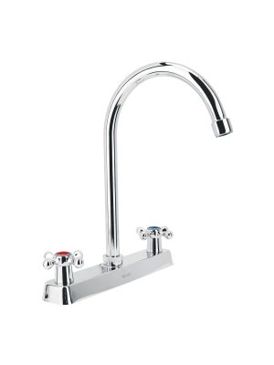 45620 - Mezcladora 8' fregadero cromo, cuello curvo, cruceta, BASIC